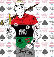 1488 africa bbc blacked blue_eyes bnwo buff clothes hair holding_object holding_sword nazism nordic pan_african queen_of_spades smile stubble swastika swearing_is_not_cool_or_attractive sword tranny trend:aryan variant:cobson vein watch weapon yellow_hair // 1834x1910 // 1.2MB