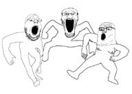 dance glasses open_mouth selfish_little_fuck soyjak soyjak_trio stubble variant:gapejak variant:markiplier_soyjak variant:tony_soprano_soyjak // 840x600 // 112.8KB