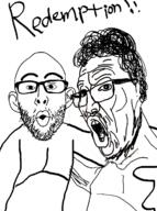 2soyjaks arm glasses hair hand open_mouth pointing soyjak stubble text variant:nojak variant:unknown // 992x1336 // 190.0KB