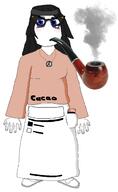 beanie blue_eyes closed_mouth eyelashes female full_body glasses hair pipe smoke smoking soy soyjak soylent variant:soytan // 1352x2196 // 313.3KB
