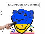 ear hand jewish_nose jewish_star malorussian_flag meta:tagme microphone pedophile queen_of_spades smile soyjak speech_bubble stubble swastika total_cracker_death trans_rights ukraine variant:impish_soyak_ears // 1336x1000 // 473.7KB