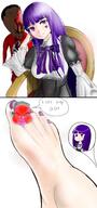 angry anime bernkastel black_skin blood bloodshot_eyes blue_hair blush chair closed_eyes closed_mouth crying death dress foot frown full_body furude_rika giant giantess glasses hair head higurashi impaled long_hair open_mouth purple_eyes sitting smile speech_bubble strangling subvariant:chudjak_front swastika sweating tiny umineko variant:chudjak video_game // 2030x4321 // 1.1MB