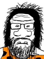 beard big_nose caveman closed_mouth clothes glasses hair large_nose long_hair prehistoric small_eyes soyjak stubble subvariant:neutralplier teeth teeth_showing unibrow variant:markiplier_soyjak white_background // 600x800 // 48.7KB
