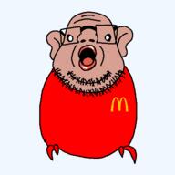 amerimutt beard black_sclera brown_skin ear glasses mcdonalds variant:budgiejak // 640x640 // 16.4KB