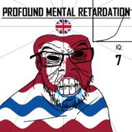 angry bald bell_curve black_eyes black_hole black_sclera british bull clenched_teeth closed_mouth country cow cracked_teeth drool ear england flag flag:herefordshire flag:united_kingdom glasses hair herefordshire iq iq_bell_curve mustache nightmare_fuel no_pupils profound_mental_retardation retard soyjak stubble text united_kingdom variant:feraljak wrinkles // 1024x1024 // 117.1KB