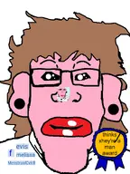 award big_ears black_sclera earring evis(user) eyebrows f_(user) glasses hair melissa_(user) menstrualcykill_(user) mouth_closed nas:award pooner red_lips ribbon series:foidjaks shiny_eyes shiny_lips smile subvariant:neutralplier variant:cobson variant:markiplier_soyjak // 1800x2400 // 1.0MB