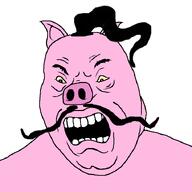 angry animal animal_ears animal_nose bald black_eyes ear forelock hohol moustache open_mouth pig pig_nose pigger pink_skin slavic soyjak subvariant:ukropson ukraine variant:cobson white_teeth yellow_sclera // 721x720 // 39.6KB