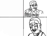 arm bashar_alassad closed_mouth clothes crying ear glasses hair hand laughing smug soyjak text variant:chudjak who_must_go // 1024x796 // 129.7KB