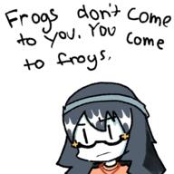 anime beanie closed_mouth clothes drawing frog glasses hair hat meta:tagme necklace neutral pepe text touhou variant:soytan video_game // 500x500 // 99.8KB