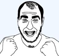 arm balding clothes ear hair hand open_mouth soyjak stubble variant:unknown // 708x673 // 32.2KB