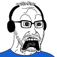 doctos glasses headphones open_mouth scared shocked soyjak stubble subvariant:doctos variant:stantonson // 1024x1024 // 34.7KB