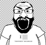 angry beard clothes face glasses open_mouth png red subvariant:science_lover transparent_background variant:markiplier_soyjak // 800x789 // 32.2KB