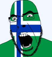 angry british flag flag:south_uist glasses hair looking_to_the_left open_mouth scotland south_uist soyjak stubble teeth thick_eyebrows united_kingdom variant:cobson // 721x789 // 21.9KB