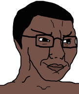 brown_skin closed_mouth glasses hair no_stubble series:chuddified_soyjaks smile smug subvariant:chuddy_soyak subvariant:soyak_(smug) variant:soyak // 970x1150 // 48.8KB