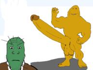 angry arm bbc closed_mouth clothes full_body green_skin hand leg meta:pornographic_content penis plants_vs_zombies shadow smile variant:impish_soyak_ears variant:markiplier_soyjak wall_nut walnut zombie // 1024x768 // 171.3KB