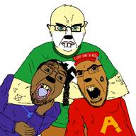 1488 ack alvin_and_the_chipmunks blond blue_eyes buck_teeth celtic_cross chipmunk choke_hold clothes dead furfag hat judaism kike kippah maga maga_hat mouth_open muscles payos robe star_of_david strangling subvariant:chudjak_front swastika tattoo total_kike_death trend:aryan variant:bernd variant:chudjak variant:cobson // 1280x1280 // 133.3KB