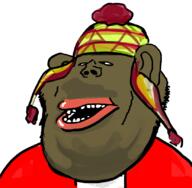 artist:romanian_schizo black_skin clothes countrywar ear fat flag:peru hat inca lips open_mouth peru soyjak subvariant:impish_amerimutt variant:impish_soyak_ears // 828x811 // 157.7KB
