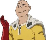 anime closed_mouth clothes glasses hand one_punch_man saitama smile smug soyjak stubble subvariant:wholesome_soyjak variant:gapejak white_skin // 1520x1313 // 199.1KB