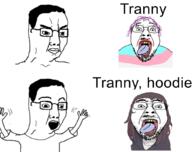 boymoder flag:transgender_pride_flag glasses hoodie lipstick open_mouth stubble tongue tranny variant:bernd variant:chudjak // 1024x812 // 312.6KB