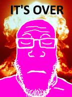 apocalypse bomb closed_eyes end_of_the_world glasses happening irl_background its_over nuclear pink_skin soyjak stubble subvariant:neutralplier text variant:markiplier_soyjak // 600x800 // 341.0KB