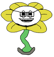 flower flowey glasses open_mouth petals plant stubble teeth transparent_background undertale variant:floweyjak // 1000x1067 // 22.9KB