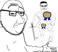 2soyjaks award chud mensa mensa_gaming smug_soyjak smugjak subvariant:chudjak_front sword variant:chudjak variant:smugjak white_background // 2907x2613 // 2.3MB