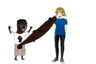 arm aspie bbc black_lives_matter black_skin bloodshot_eyes blowjob clenched_teeth clothes crying drool female full_body glasses hair hand hands_up leg meta:pornographic_content raised_fist_(symbol) soyjak tshirt variant:chudjak // 1056x710 // 164.0KB