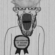 animated award badge black_and_white clothes ear ext=gif hallucinated_it_again_award hallucination hat meta:tagme monochrome noise oh_my_god_she_is_so_attractive schizo schizophrenia soyjak stubble variant:markiplier_soyjak // 600x600 // 544.1KB