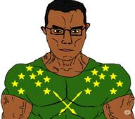 africa arm black_skin brown_eyes buff circassia circassian closed_mouth clothes flag:circassia glasses hair meta:ai_generated meta:tagme nigger soyjak subvariant:chudjak_front subvariant:muscular_chud tshirt variant:chudjak vein west_african yellow_sclera // 1024x904 // 138.1KB