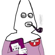 2soyjaks arm book clothes gun hand holding_book holding_object kkk mask open_mouth pipe pointing smoke smoking soyjak stubble turner_diaries variant:gapejak // 1200x1200 // 88.2KB