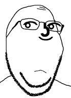 glasses lenny_face looking_at_you monochrome smile soyjak stubble subvariant:lennyjak subvariant:wholesome_soyjak template variant:gapejak // 562x777 // 17.3KB