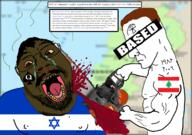 2soyjaks bbc blood bloodshot_eyes buff chainsaw country crying deport deported disgusting ethnic_cleansing glasses gore green_eyes hair holding_chainsaw holding_object israel lebanon map mustache side_profile soyjak spade stubble subvariant:chainsaw_bernd variant:bernd variant:chudjak wikipedia // 1238x872 // 660.0KB