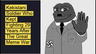 amphibian frog japanese_soldier_who_kept_fighting kekistan nas:pepe pepe_the_frog soldier world_war_2 xitter_meme youtube_thumbnail // 498x281 // 63.4KB amphibian frog japanese_soldier_who_kept_fighting kekistan nas:pepe pepe_the_frog soldier world_war_2 xitter_meme youtube_thumbnail // 498x281 // 63.4KB