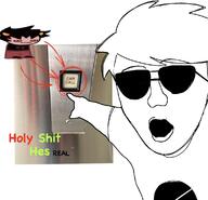 arm arrow cancer circle clothes comic dave_strider disc full_body glasses grey_skin hair hand homestuck horn karkat_vantas object open_mouth shoe soyjak sunglasses text troll_(homestuck) variant:two_pointing_soyjaks yellow_sclera zodiac // 1148x1107 // 115.6KB