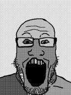 dithered dithering glasses soyjak stubble variant:markiplier_soyjak // 600x800 // 9.5KB