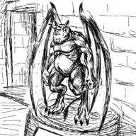 artist:sleep_chvd drawing fantasy gargoyle horn statue variant:impish_soyak_ears wing // 1488x1488 // 915.2KB