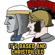 aliased based blond chin christian_cross christianity clothes cross crusader ear eyebrows hat helmet lips nas:yes_chad nose roman roman_empire roman_legionary_helmet series:its_based_and_christpilled text white_background white_skin