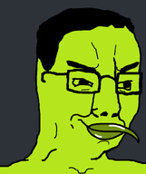 beak bird black_hair glasses gray_background green_sclera green_skin hair kiwifarms looking_to_the_right smug variant:chudjak // 645x770 // 16.7KB