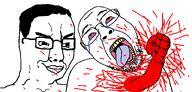 ack blood clenched_fist crushing death fist glasses gums hair happy lips looking_up open_mouth series:chud's_hitman smile stubble teeth tongue traced variant:bernd variant:chudjak // 1600x770 // 61.5KB