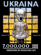 bloodshot_eyes crying glasses holding_object holodomor russo_ukrainian_war soy soyjak stretched_mouth stubble text ukraine variant:soyak // 2572x3443 // 9.5MB