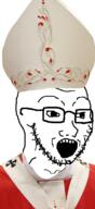 bishop christianity clothes glasses hair hat open_mouth soyjak stubble teeth variant:soyak // 644x1400 // 586.2KB
