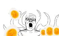 egg food glasses octopus open_mouth soyjak variant:a24_slowburn_soyjak // 704x435 // 171.4KB