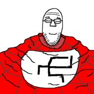 blanket eyebrows eyes_closed glasses nazism sleeping smile soyjak stubble subvariant:blanketjak swastika variant:shirtjak wrinkles // 500x500 // 21.1KB