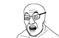 angry glasses half_open_mouth looking_down soyjak stubble subvariant:shanejak tagme_character_name variant:feraljak // 650x412 // 8.8KB