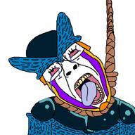 ack anime artist:verycoolcelljr bloodshot_eyes cell_jr._(dragon_ball) crying dragon_ball dragon_ball_z glasses hanging looking_up noose open_mouth rope soyjak suicide tongue variant:bernd white_background yellow_teeth // 1000x1000 // 288.5KB