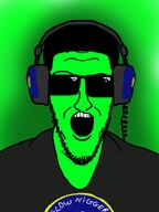 cia_nigger closed_mouth glowie glowing green_skin hair headphones meta:tagme nuvariant stubble variant:lowtaperjak // 1098x1464 // 633.5KB