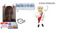 artist:conservativewaluigi aryan black_lives_matter black_skin blasphemous blasphemy blond brown_skin christ_won christianity devil_horns fallenchungus flag:lgbt_pride_flag flag:transgender_pride_flag gay gay_flag glasses god hand hello_my_name_is_(sticker) jesus jesus_christ jewish_star judaism lgbt lgbt_flag meta:namefags namefag_drama namefags nigger pentagram pointing satan satanism sprnurse_(namefag) subvariant:unbotheredchud text tranny transgender_flag trend:aryan variant:chudjak yellow_hair