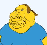 brown_hair closed_mouth clothes comic_book_guy fat hair_ornament jeff_albertson obese ponytail stubble the_simpsons tshirt variant:meximutt // 888x849 // 42.3KB