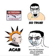 acab anarchism closed_mouth crying glasses gun meta:tagme mohawk nordic_chad open_mouth pistol sign subvariant:el_perro_chud tattoo variant:chudjak variant:el_perro_rabioso // 696x795 // 256.6KB