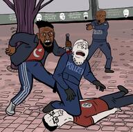 blood brown_skin closed_mouth crying flag flag:nazi_germany flag:turkiye germany glasses gun islam knife looking_at_you mannheim multiple_soyjaks murder nazism open_mouth police pozzedheim shitskin soyjak stab tree turkiye variant:chudjak variant:fatjak variant:feraljak variant:gapejak variant:markiplier_soyjak variant:soyak variant:two_pointing_soyjaks // 1536x1518 // 325.6KB